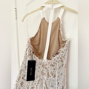 Do+Be White Lace Backless High-low Dress- Women’s M